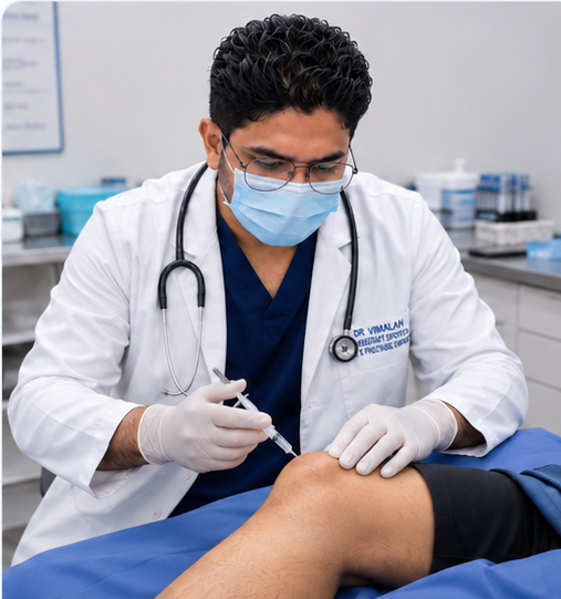 Dr V performing a clinic procedure